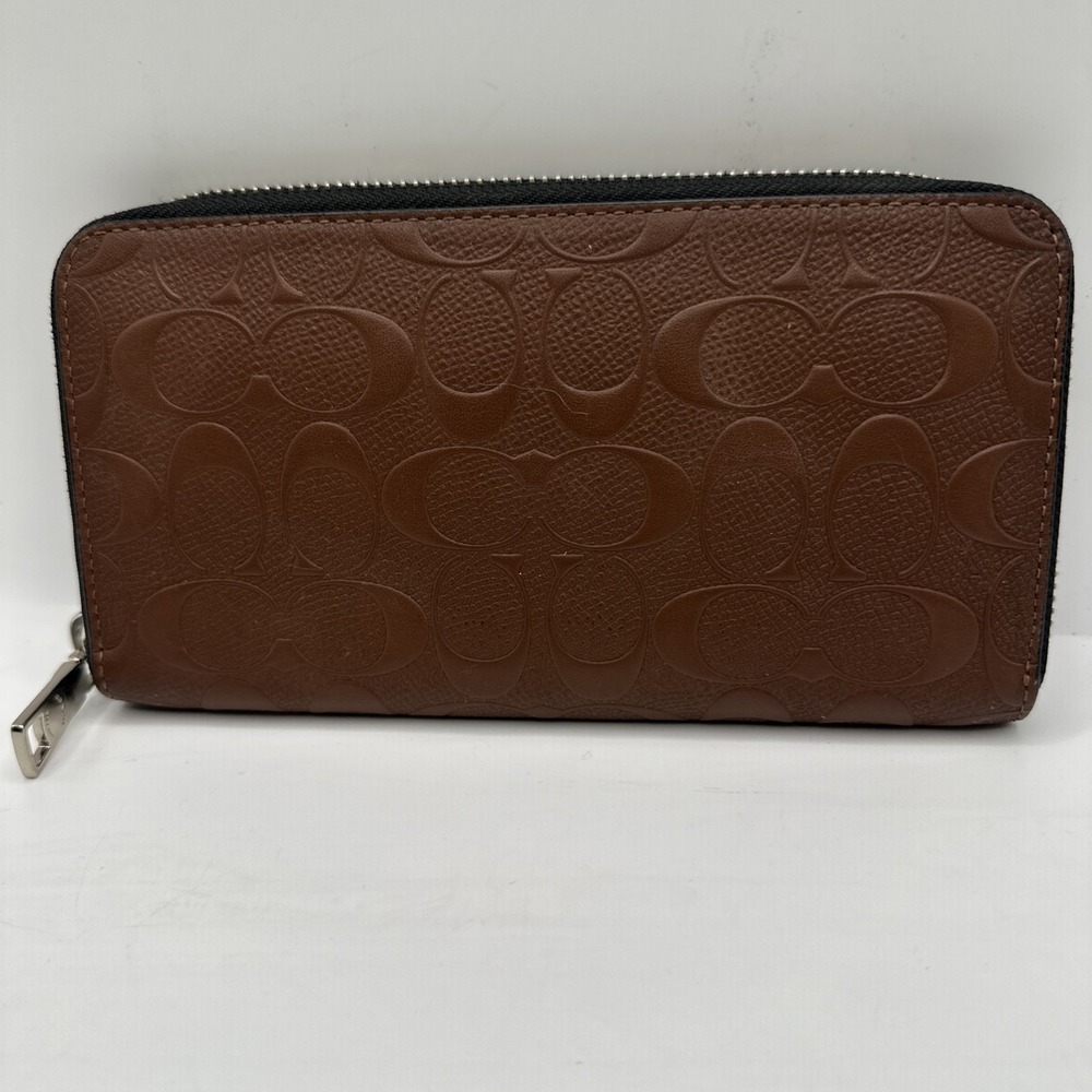 Coach Embossed Brown Long Wallet Zip